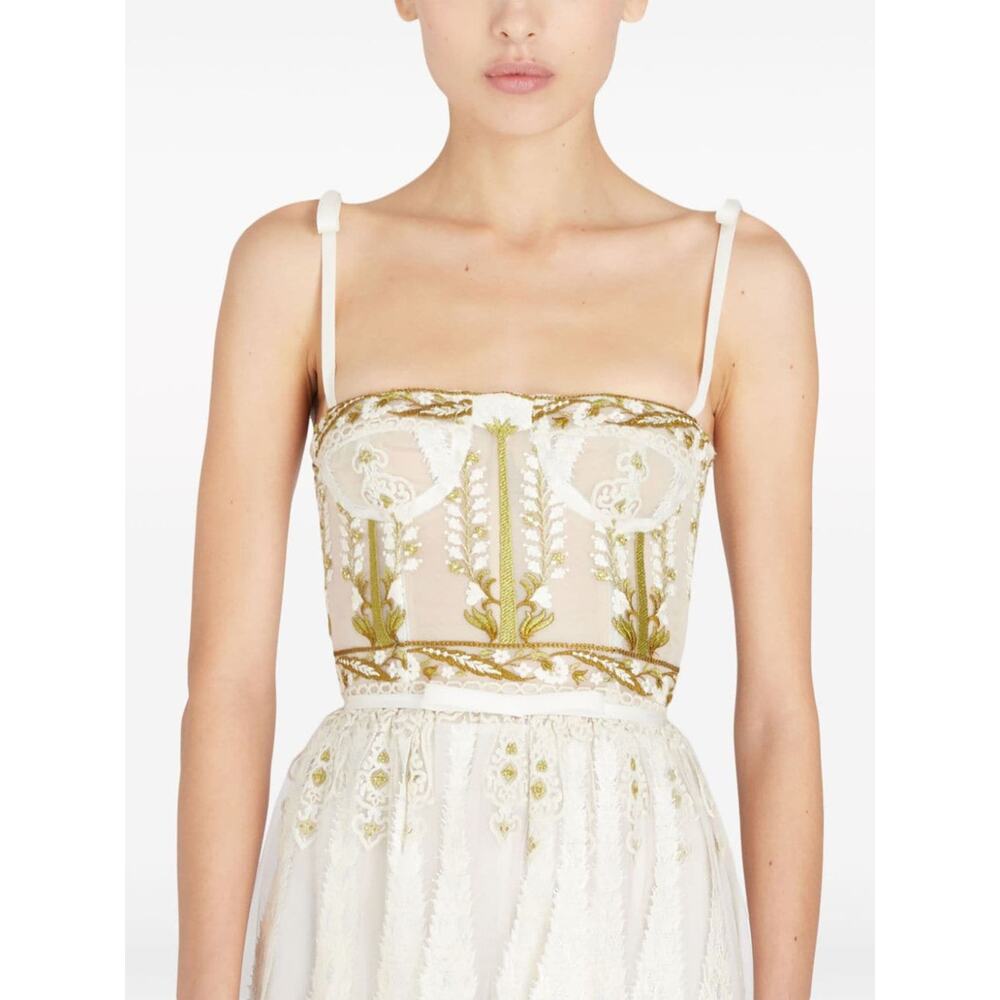 Giambattista Valli Sleeveless Illusion Embroidered Lace Gown - S - White - Picture 2 of 6